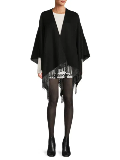 Saks Fifth Avenue Women's Merino Wool Blend Fringe Cape In Black