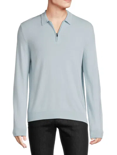Shop Amicale Men's Classic Fit Long Sleeve Cashmere Polo Sweater In Light Blue