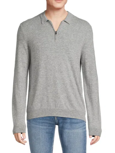 Shop Amicale Men's Classic Fit Long Sleeve Cashmere Polo Sweater In Grey