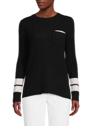 Shop Amicale Women's Pocket Cashmere Sweater In Black