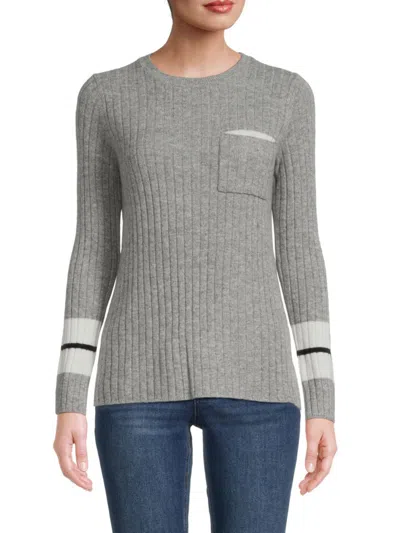 Shop Amicale Women's Pocket Cashmere Sweater In Grey