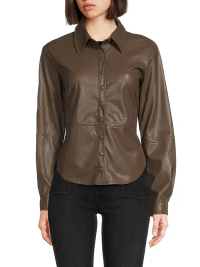 Shop Heartloom Women's Delancy Faux Leather Shirt In Coco