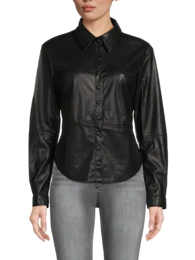 Shop Heartloom Women's Delancey Faux Leather Shirt In Black