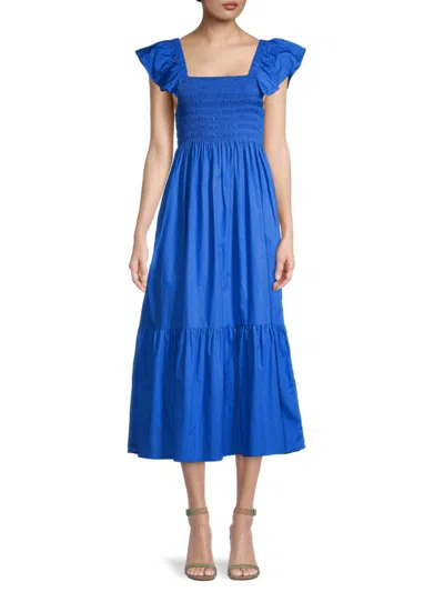 Shop Caara Women's Tuscany Smocked Midi Dress In Cobalt