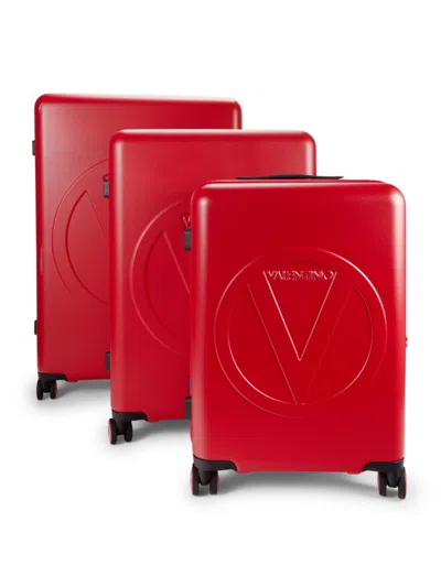 Shop Valentino By Mario Valentino Colombus Logo 3-piece Luggage Set In Red