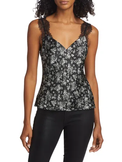 Shop Cami Nyc Women's Marlo Floral Silk Top In Black White