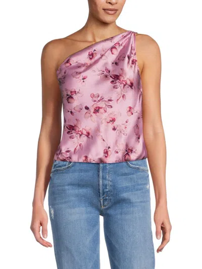 Shop Cami Nyc Women's Darby One-shoulder Silk Bodysuit In Pink Garden