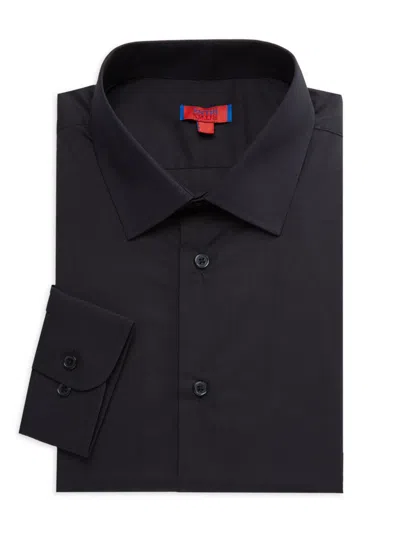 Shop Zanetti Men's Slim Fit Poplin Dress Shirt In Black