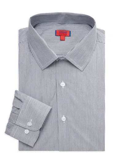 Shop Zanetti Men's Striped Dress Shirt In Grey