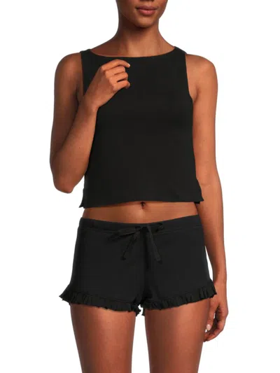 Shop Skin Women's Freya Cropped Pima Cotton Top In Black
