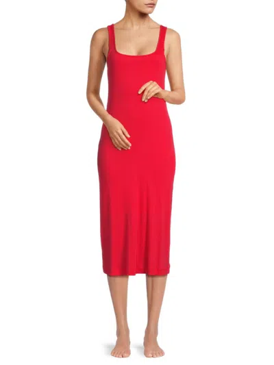 Shop Skin Women's Paparazzi Squareneck Midi Dress In Red