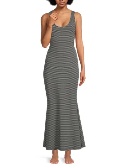 Shop Skin Women's Frederica Striped Cutout Maxi Dress In Dusty Black