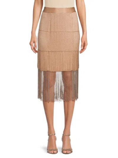 Shop Twp Women's Straight Silk Midi Skirt In Rose Gold