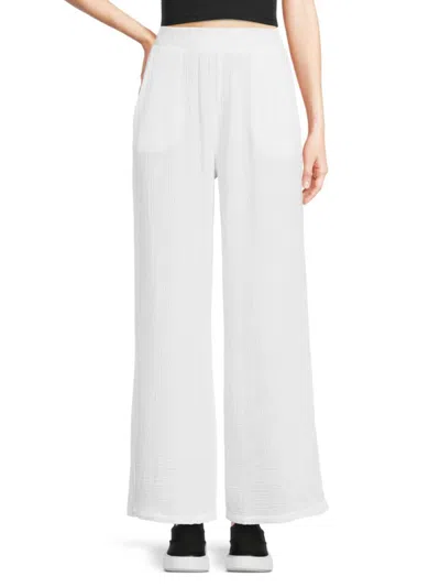 Shop Sol Angeles Women's Wide Leg Crepe Pants In White
