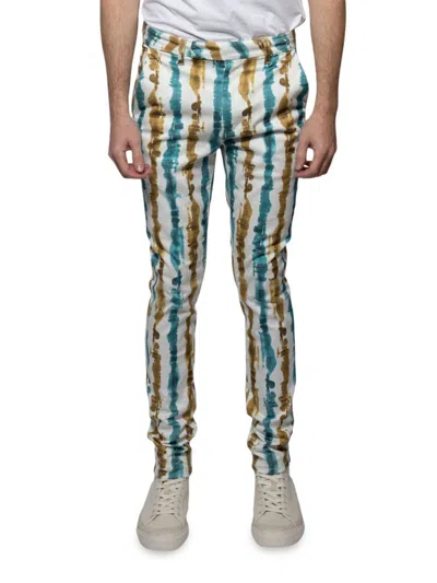 Shop Monfrere Men's Grant Striped Linen Blend Skinny Pants In White Multi