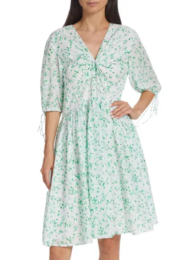 Shop Merlette Women's Mailou Printed Cotton Voile Mini Dress In Green Mini Floral