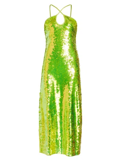 Shop Cult Gaia Women's Lily Sequin Sheath Maxi Dress In Acid Green