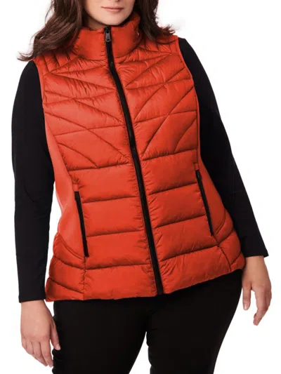 Shop Bernardo Women's Plus Solid Quilted Puffer Vest In Molten Lava