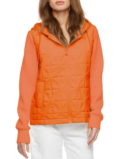 Shop Bernardo Women's Hooded Puffer Jacket In Spicy Orange