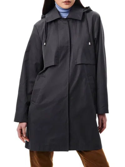 Shop Bernardo Women's  Hooded Technical Rain Coat In Blues Grey