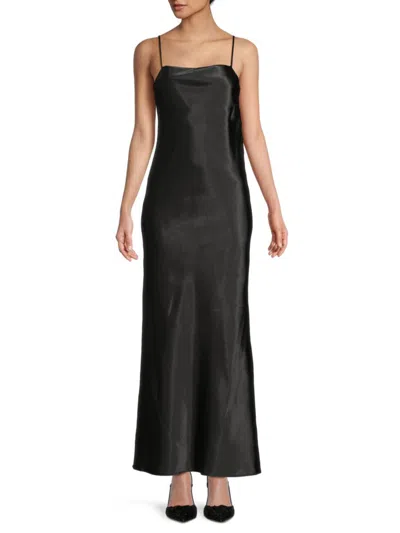 Shop The Fashion Poet Women's Solid Maxi Slip Dress In Black