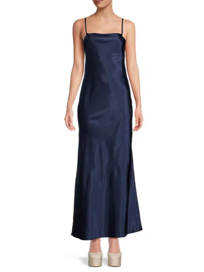 Shop The Fashion Poet Women's Solid Maxi Slip Dress In Navy