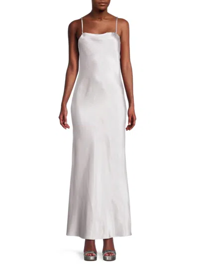 Shop The Fashion Poet Women's Solid Maxi Slip Dress In Silver