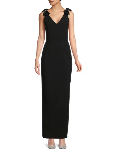 Shop The Fashion Poet Women's Faux Pearl & Bow Sheath Gown In Black