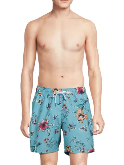 Shop Slate & Stone Men's Cabo Floral Swim Shorts In Turquoise