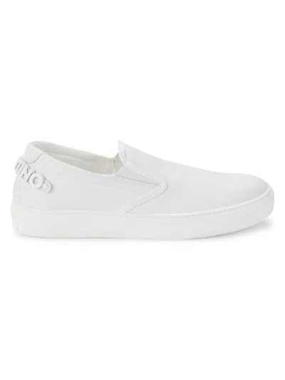 Shop Valentino By Mario Valentino Men's Dino Leather Slip On Sneakers In White