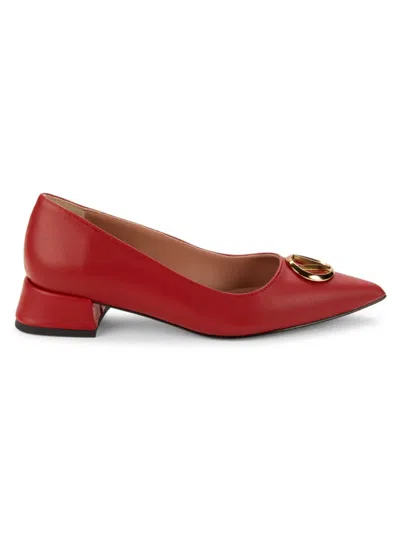 Shop Valentino By Mario Valentino Women's Perla Flare Kitten Heel Pumps In Red