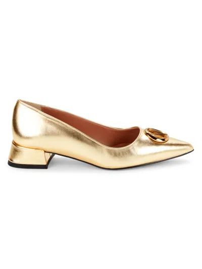 Shop Valentino By Mario Valentino Women's Perla Flare Kitten Heel Pumps In Gold