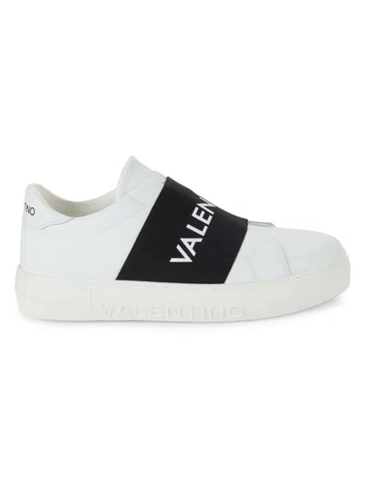 Shop Valentino By Mario Valentino Women's Maya Contrast Logo Slip On Sneakers In White Black