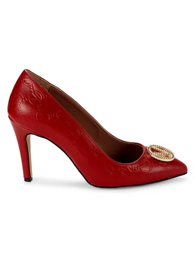 Shop Valentino By Mario Valentino Women's Clara Logo Leather Pumps In Red