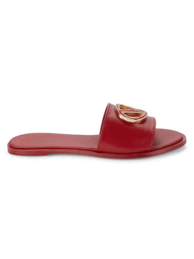 Shop Valentino By Mario Valentino Women's Bugola Logo Leather Flat Sandals In Red