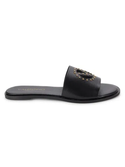 Shop Valentino By Mario Valentino Women's Bucola Studded Leather Flat Sandals In Black