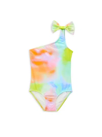 Shop Pq Little Girl's & Girl's Tie Dye One Piece Swimsuit In Sunrise