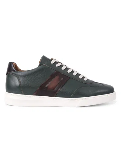 Shop Vellapais Men's Comfort Cordova Stripe Leather Wingtip Sneakers In Dark Green