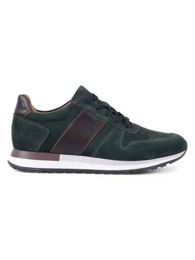 Shop Vellapais Men's Comfort Helena Suede Running Shoes In Dark Green