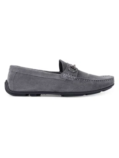 Shop Vellapais Men's Anemone Suede Bit Driving Shoes In Dark Grey