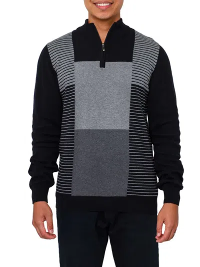 Shop Vellapais Men's Mockneck Zip Up Pullover In Black