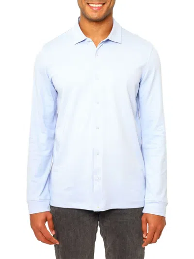 Shop Vellapais Men's Solid Button Down Shirt In Light Blue