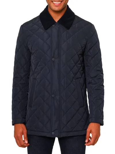 Shop Vellapais Men's Drelux Quilted Field Jacket In Navy