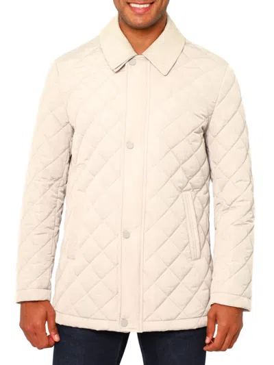 Shop Vellapais Men's Drelux Quilted Field Jacket In Light Beige
