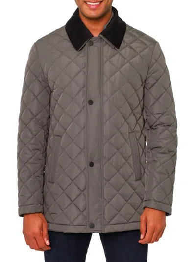 Shop Vellapais Men's Drelux Quilted Field Jacket In Grey