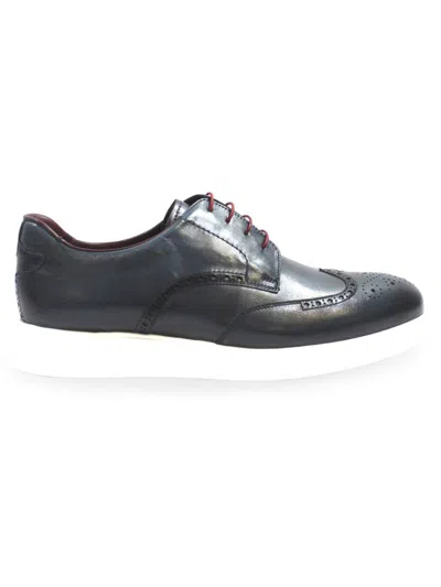 Shop Vellapais Men's Fabriano Brogue Leather Sneakers In Navy Blue
