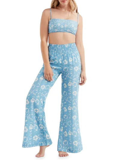 Shop Hermoza Women's Nora Wide Leg Cover Up Pants In Sea