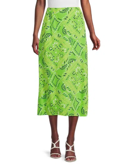 Shop Rhode Women's Amy Print Midi Skirt In Lime