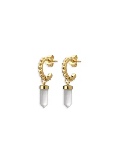 Shop Awe Inspired Women's 14k Gold Vermeil Sterling Silver & Quartz Huggie Hoop Earrings