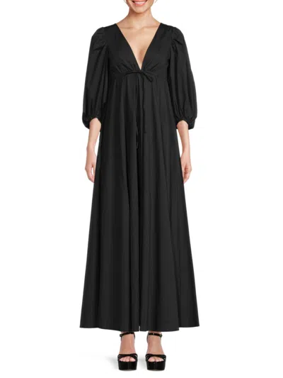Shop Staud Women's Amaretti Puff Sleeve Maxi Dress In Black
